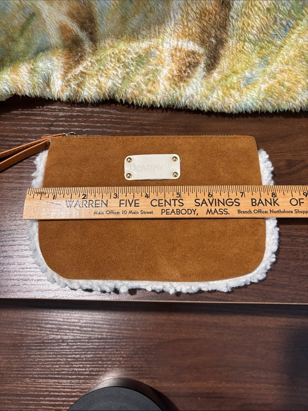 BearPaw Chestnut Suede Wristlet with Cream Shearling Trim - Picture 6 of 9